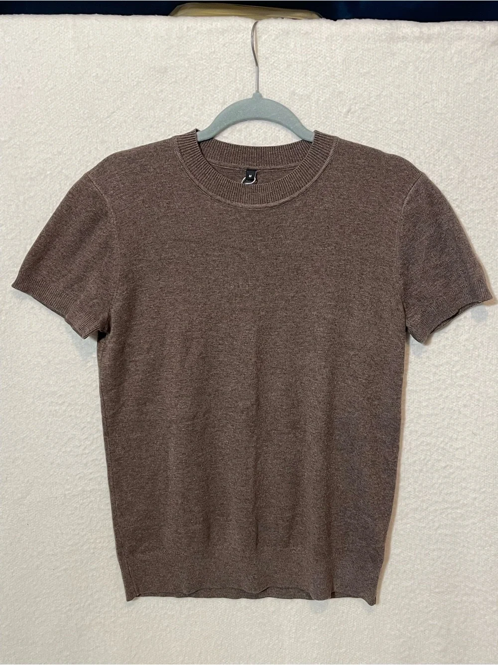 Classic Short-Sleeve Knit Top in Chocolate Brown - Picture 1 of 6
